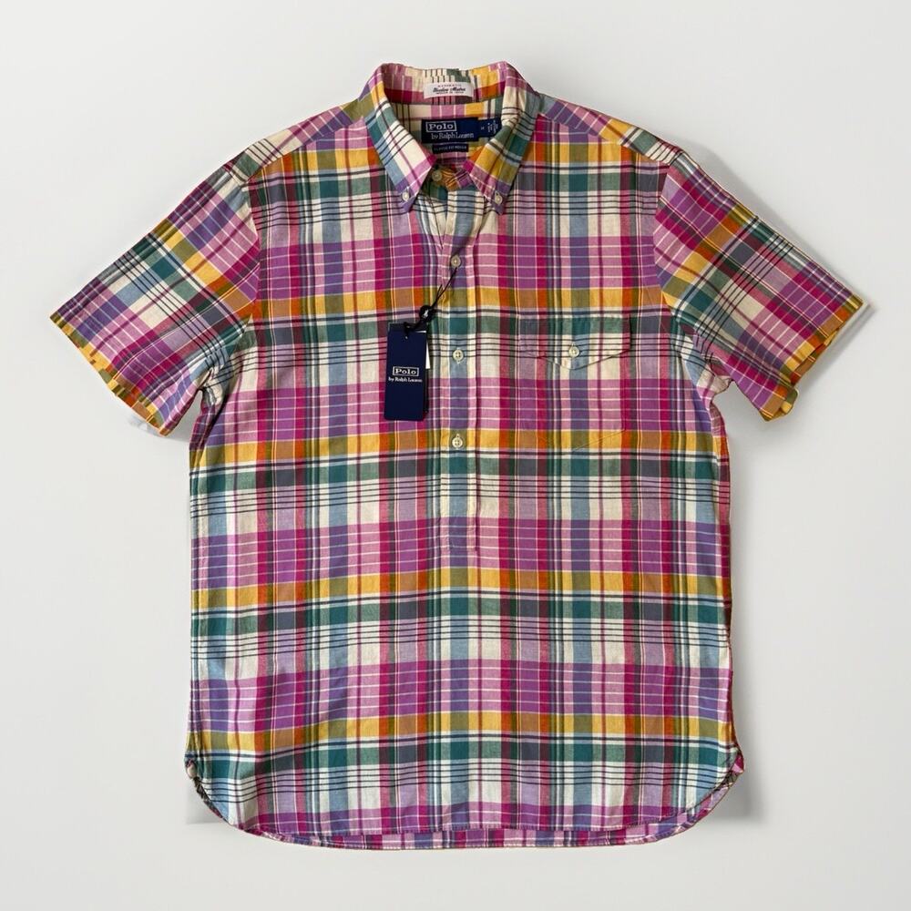 Polo Ralph Lauren Madras Poplin Popover Shirt Medium Multicolor New York RRL NWT